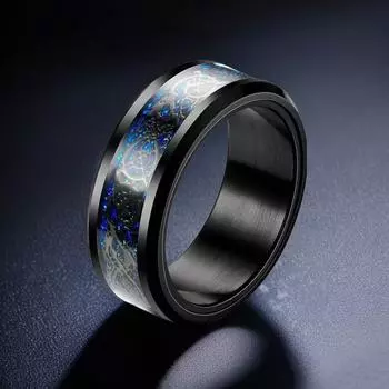 Мужское кольцо из нержавеющей стали и титана в холодном стиле, 8 мм - Устойчивое к выцветанию, Нишевый дизайн Size 6