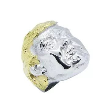 Мужское кольцо из нержавеющей стали с 3D-изображением лица президента Трампа, гальваническое, цветное, гладкое, с гладким пальцем US 7 золотистый