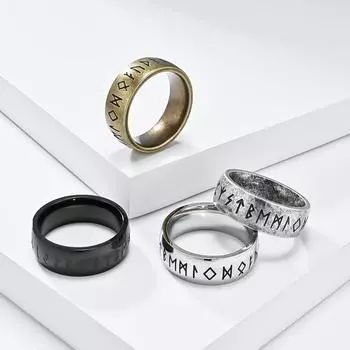 Мужское кольцо из нержавеющей стали с скандинавским текстом викингов, винтажное серебряное, золотое, невыцветающее титановое стальное ювелирное изделие в стиле хип-хоп, кольца на палец для пары 7#