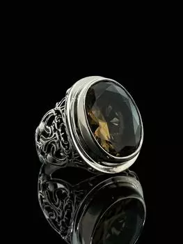 Мужское кольцо из овального зултанита ручной работы из серебра 925 пробы