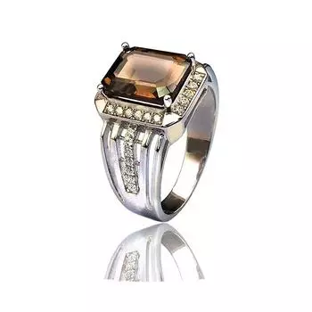 Мужское кольцо из серебра S925 с тесаным кристаллом - роскошное, универсальное, кольцо с драгоценными камнями на удачу, модный аксессуар. 7 белый