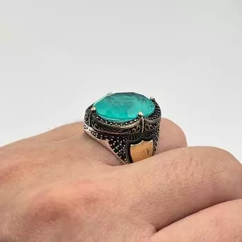 Мужское кольцо из стерлингового серебра 925 карат, серебряное кольцо с натуральным камнем параиба, подарок для мужчин, кольцо с натуральным турмалином параиба