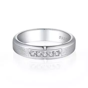 Мужское кольцо из стерлингового серебра S925 пробы с циркониевой матовой отделкой, обручальное кольцо, легкое роскошное дизайнерское кольцо US code 8 # белого золота