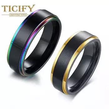 Мужское кольцо из титановой стали, черное золото, двухцветный рисунок, ювелирное кольцо для пары 6 разноцветный