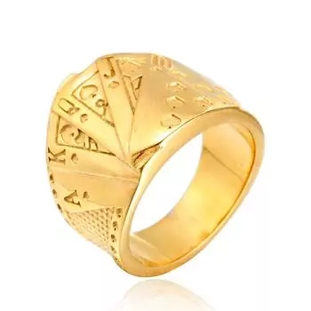 Мужское кольцо из титановой стали со скрытой игральной картой, кольцо в стиле ретро, персонализированное кольцо для игральной карты 7 чёрный