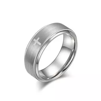 Мужское кольцо-крестик с простой лазерной гравировкой, модное персонализированное вольфрамовое ювелирное изделие, унисекс, хип-хоп, панк, парное обручальное кольцо на палец 7#
