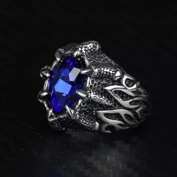 Мужское кольцо-печатка в стиле ретро, серебряного цвета, красного, синего, полудрагоценного камня, из нержавеющей стали, ювелирные изделия для мужчин 10 белый