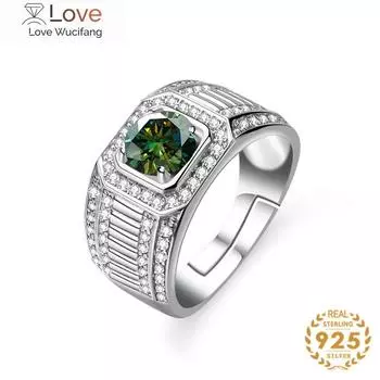 Мужское кольцо S925 1 карат D-цвета муассанит роскошь стерлингового серебра 925 ювелирные изделия для свадьбы помолвки годовщины подарок 9