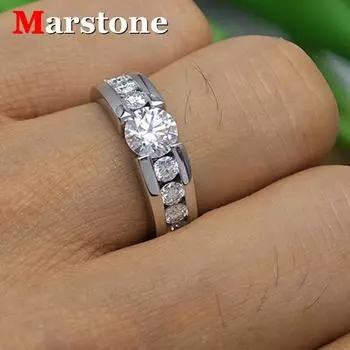 Мужское кольцо с бриллиантами цвета D и муассанитом S925 Sterling Sliver из белого золота 18 карат, ювелирные украшения для мужчин и женщин us 8 белый
