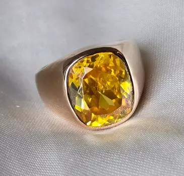 Мужское кольцо с цитрином, серебро 925 пробы, кольцо с драгоценным камнем, форма подушки, кольцо с печаткой, кольцо с камнем 5 медный
