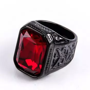 Мужское кольцо с драгоценными камнями, модное квадратное кольцо из нержавеющей стали в стиле хип-хоп, золотое роскошное хипстерское вечерние кольцо на палец 6 чёрный