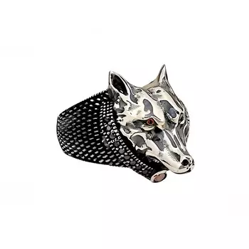 Мужское кольцо с фигуркой волка и цирконом 230047463G11Yb