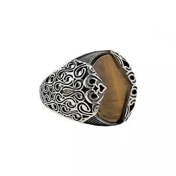 Мужское кольцо с камнем тигрового глаза 230047491G08Y