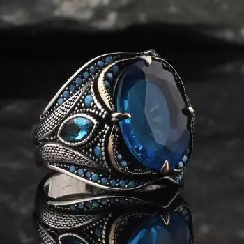 Мужское кольцо с сапфиром Tem Personality Vintage Punk Diamond Мужское кольцо No. 7