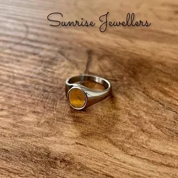 Мужское кольцо с тигровым глазом, серебряное кольцо - 18-каратное золотое кольцо с драгоценным камнем - Мужские перстни-печатки - Золотое перстень-печатка - Кольца для мужчин - Серебряное кольцо на мизинец, подарки 3 Us жёлтый