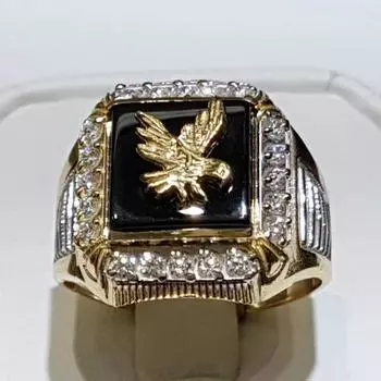 Мужское кольцо с золотым орлом 7