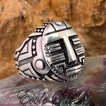 Мужское кольцо в стиле ретро серебряного цвета в стиле панк с резным узором маски, персонализированные кольца с локомотивом, причудливые кольца для мужчин, вечерние готические модные украшения 6 серебряный