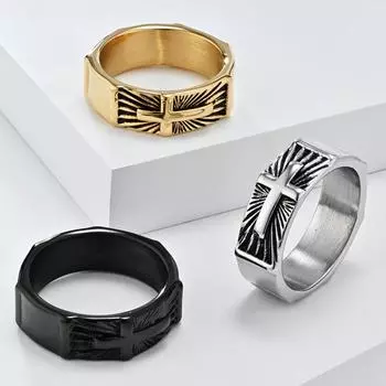Мужское кольцо, винтажное, из титановой стали, крестообразное, золото/серебро/черный цвет, хип-хоп, панк, ювелирные изделия, аксессуары 7#