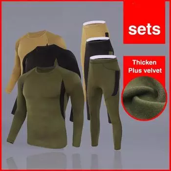 Мужское компрессионное термобелье, спортивный комплект длинного нижнего белья, толстые шерстяные колготки, нижнее белье, теплое S