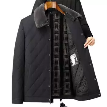 Мужское короткое деловое теплое повседневное хлопковое пальто с лацканами. Куртка с хлопковой подкладкой для мужчин среднего возраста. Осенняя и зимняя одежда для пап. M