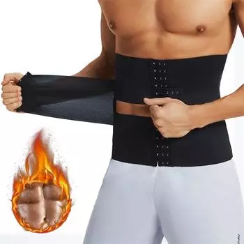 Мужское Корректирующее Белье Талия Тренер Корсеты Пояс Для Похудения Тренировки Формирователь Тела Сжигание Жира Обертывания Живота Контроль Живота Спортивный Ремень Фитнес Оболочка M чёрный