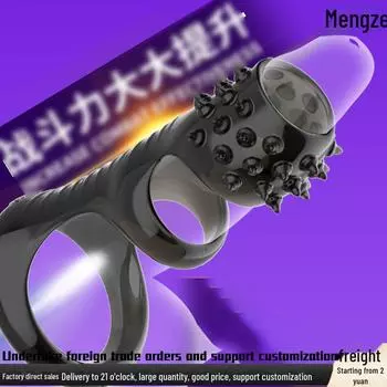 Мужское кожаное кольцо-нарукавник для пениса с защитой от выпадения волос и рисунком в виде волчьего зуба