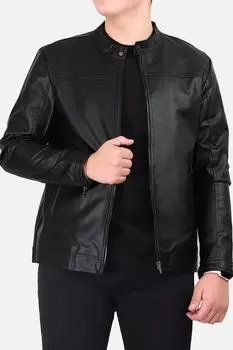 Мужское кожаное пальто большого размера на молнии