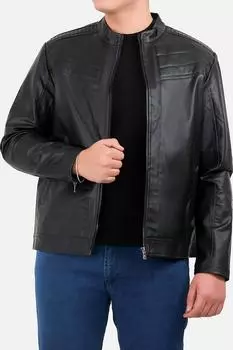 Мужское кожаное пальто большого размера на молнии