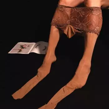 Мужское кружевное нижнее белье 2 в 1, чулки больших размеров, U-образные выпуклые чулки с открытыми рукавами, блестящие блестящие плотные чулки L JJ Open Sleeve