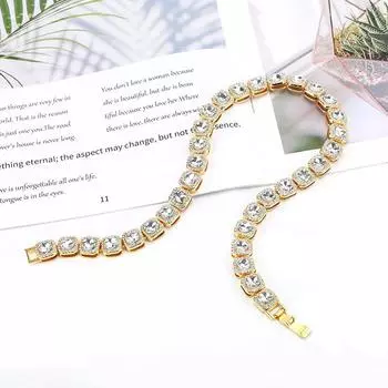 Мужское квадратное стекло 12 мм кубинское ожерелье на руку рок сахар цепь хип-хоп тренд мужской сплав 18cm