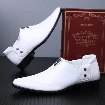 Мужское летнее новое деловое платье с заостренными носами из кожи в британском стиле, европейские и американские белые свадебные туфли для жениха 38 белый