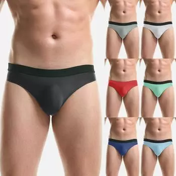 Мужское летнее прохладное мягкое удобное нижнее белье бесшовные дышащие ультратонкие трусы L чёрный