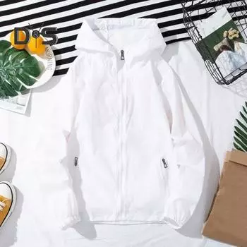 Мужское летнее солнцезащитное пальто с капюшоном и длинными рукавами на молнии, анти-УФ-куртка с карманами, однотонная уличная верхняя одежда из ледяного шелка M серый