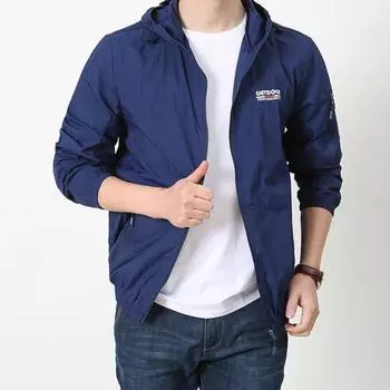 Мужское летнее солнцезащитное пальто с капюшоном на шнурке и длинными рукавами, анти-УФ-куртка с буквенным принтом и молнией, ветровка M зелёный