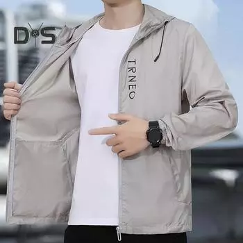 Мужское летнее солнцезащитное пальто с капюшоном и шнурком с длинными рукавами, куртка из ледяного шелка, планка на молнии, UPF50 + защита от УФ-лучей, одежда для рыбалки M белый