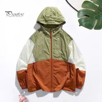 Мужское летнее солнцезащитное пальто с капюшоном и длинным рукавом, тонкая анти-УФ-куртка, регулируемая застежка-молния, анти-УФ-пальто M чёрный