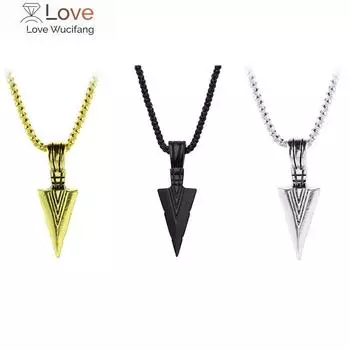 Мужское матовое длинное ожерелье с подвеской в виде стрелы, цепочка для украшений в стиле хип-хоп, панк-рок, рождественский подарок на Хэллоуин для мужчин золотой