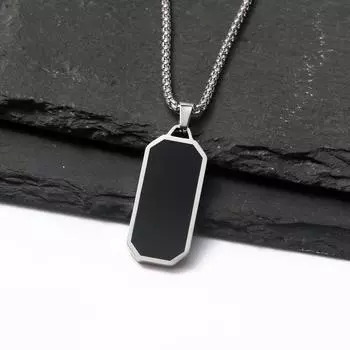 Мужское модное черное геометрическое ожерелье из нержавеющей стали - аксессуар для свитера из титана в стиле хип-хоп