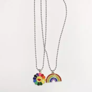 Мужское модное хип-хоп-ожерелье с радужным подсолнухом - подвеска унисекс в корейском стиле Rainbow Necklace