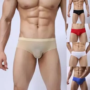 Мужское модное нижнее белье MAITA, ультратонкое прозрачное сексуальное нижнее белье из ледяного шелка, бесшовные трусы S белый