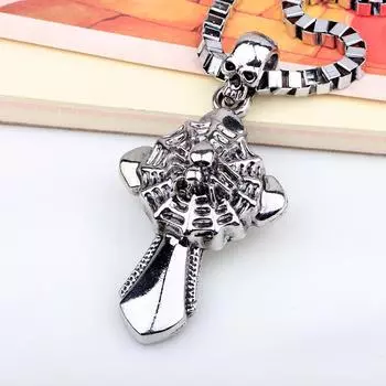 Мужское модное ожерелье с подвеской в виде креста в европейском и американском стиле с металлическим дизайном паука