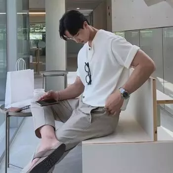 Мужское модное поло с короткими рукавами: Повседневная летняя трикотажная футболка с лацканами чёрный