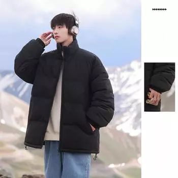 Мужское модное зимнее хлопковое пальто с воротником-стойкой, красивое и универсальное, новый стиль, куртка в одном стиле для пары, повседневная одежда для подростков M