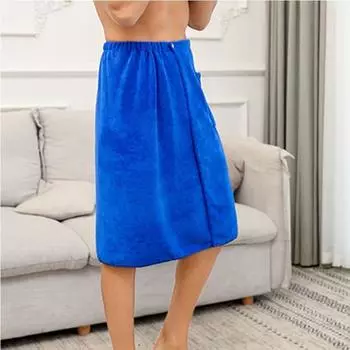 Мужское мягкое полотенце для душа с запахом, регулируемые банные полотенца для тела, мужские эластичные спа-брюки из микрофибры 70*140cm синий