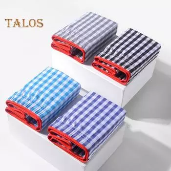 Мужское нижнее белье-боксеры, эластичный пояс со средней посадкой, шорты в клетку с принтом, U-выпуклые дышащие трусики, повседневная одежда M серый