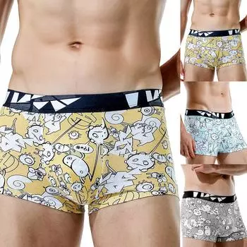 Мужское нижнее белье, боксеры, хлопковые спортивные боксеры с мультяшным принтом, дышащие XL