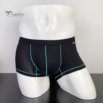 Мужское нижнее белье-боксеры, летние лоскутные цветные U-выпуклые тонкие трусы-боксеры из ледяного шелка, сексуальные полупрозрачные трусики без следов M флуоресцентный зеленый