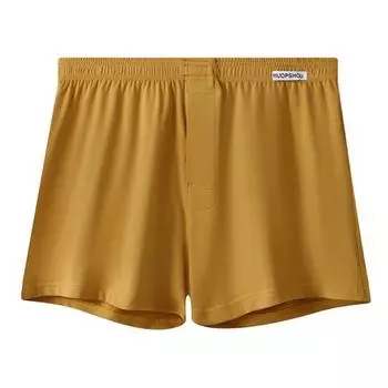 Мужское нижнее белье-боксеры, открытый дизайн, планка на пуговицах, шорты с эластичным поясом и средней посадкой, однотонные трусы свободного кроя, нижнее белье M жёлтый