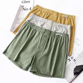 Мужское нижнее белье-боксеры, открытый дизайн, планка на пуговицах, шорты с эластичным поясом и средней посадкой, однотонные трусы свободного кроя, нижнее белье M зелёный