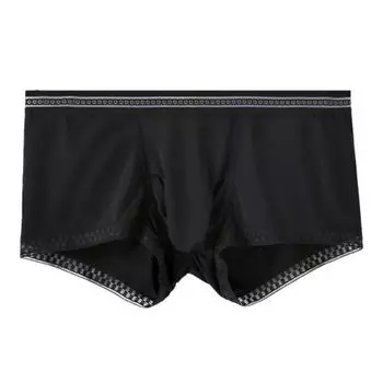 Мужское нижнее белье-боксеры с эластичным поясом, ультратонкие шорты из ледяного шелка со средней посадкой, одноцветные трусики с отдельным дизайном XL